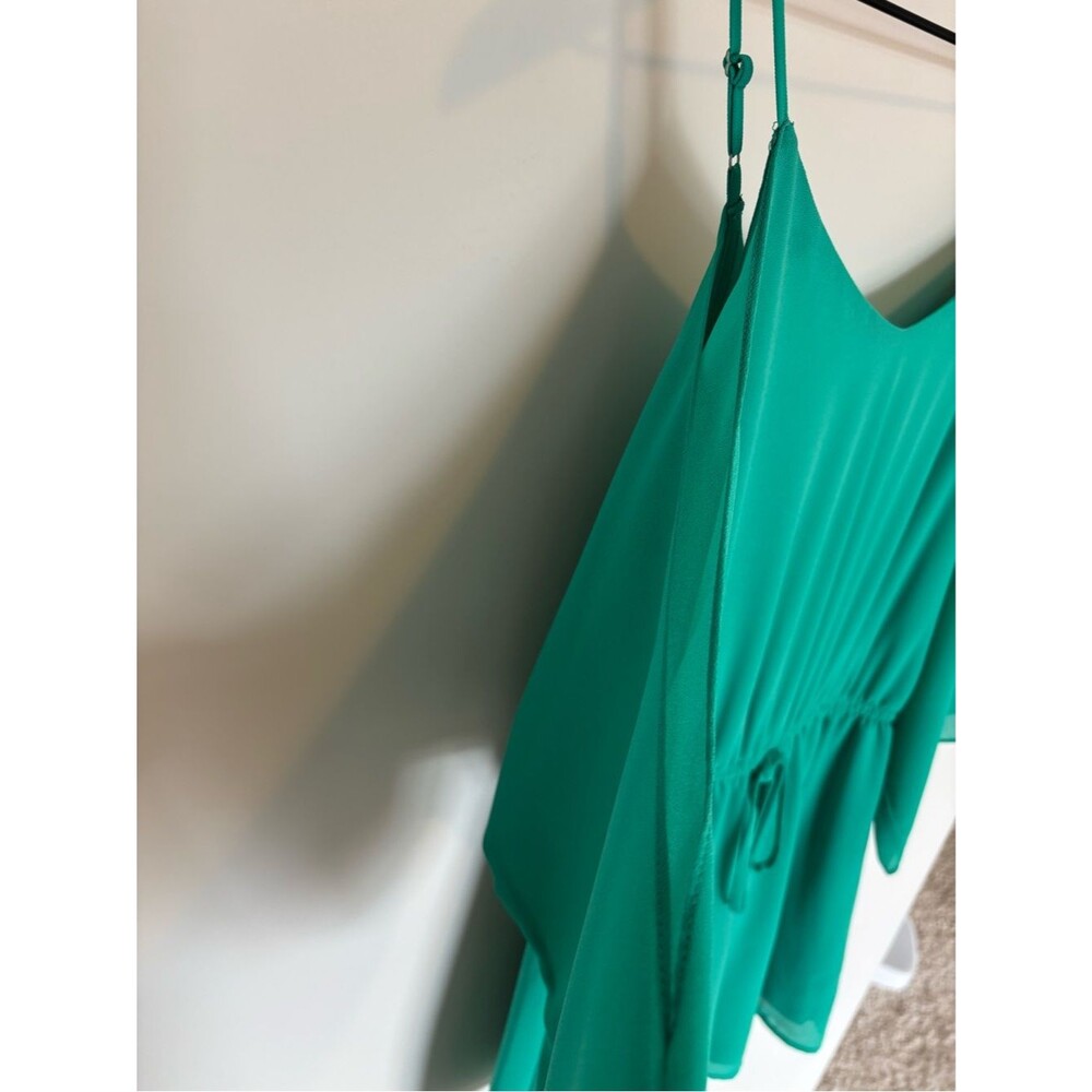 Naked Zebra Open Shoulder Festival Romper Emerald Teal Cold Shoulder Boho Size S - Picture 4 of 5